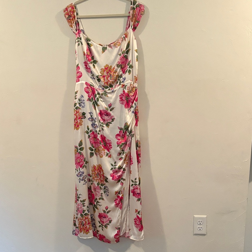 Reformation Silk Floral Maxi Dress Off the shoulder